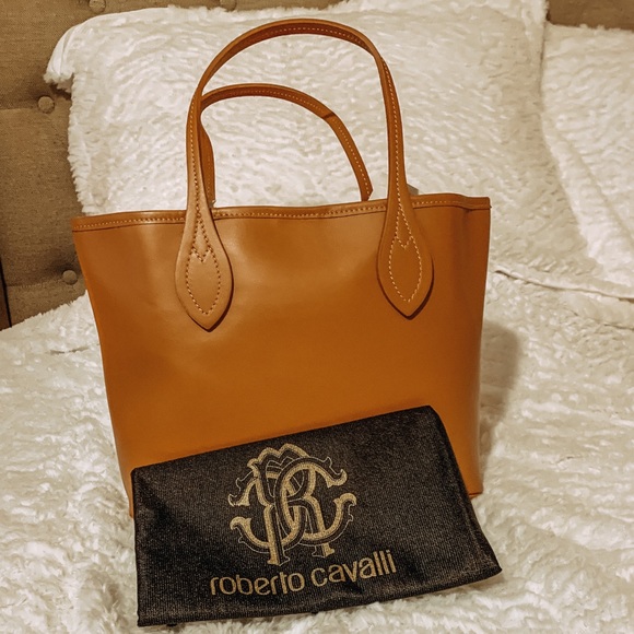Roberto Cavalli Logo Leather Tote 2025